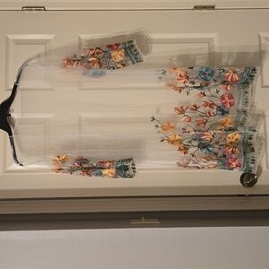 SHEIN Sheer Kimono with Colorful Floral Embroidery